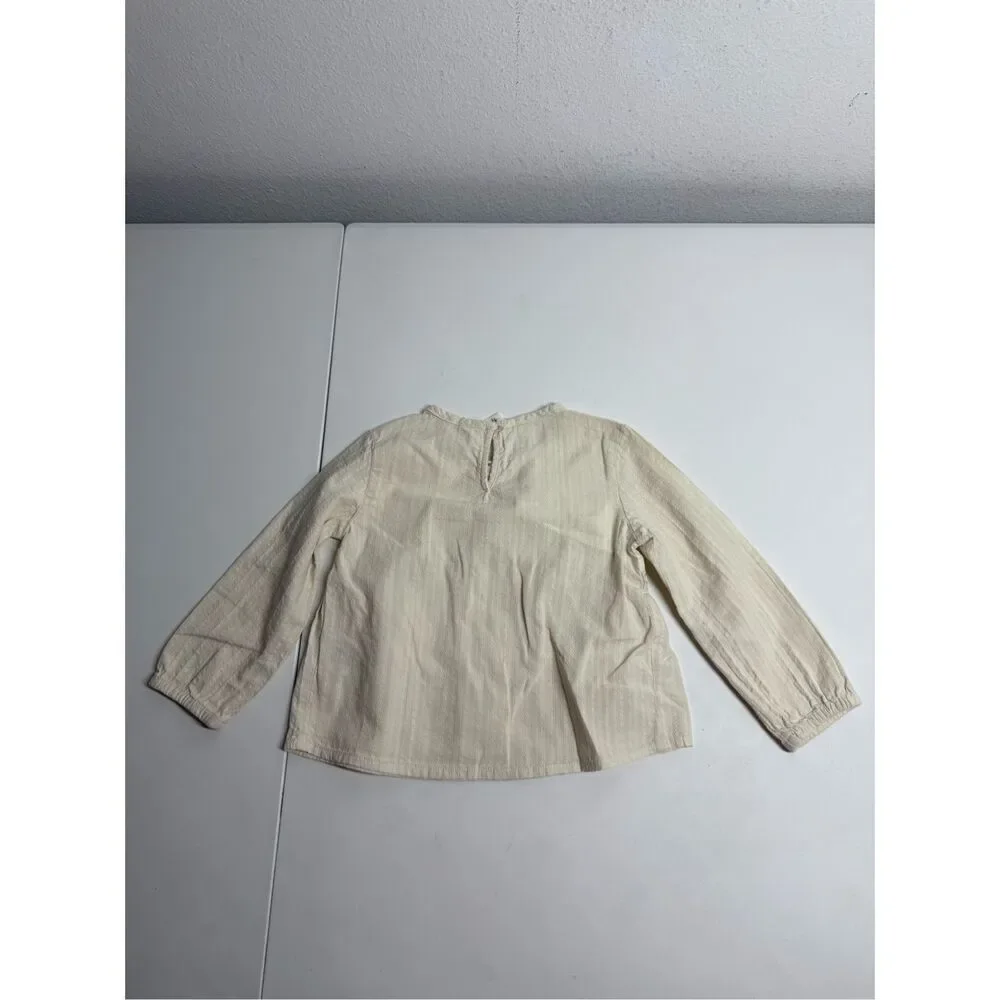 Carter’s Baby Eyelet Seersucker Top Long Sleeve Cotton Cream Size 2T